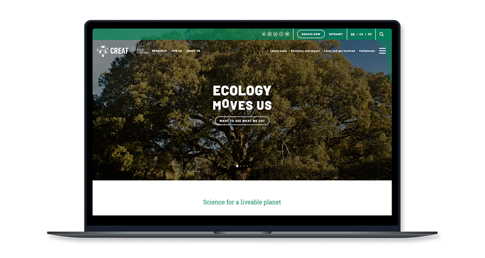 Imatge Creaf en un portàtil